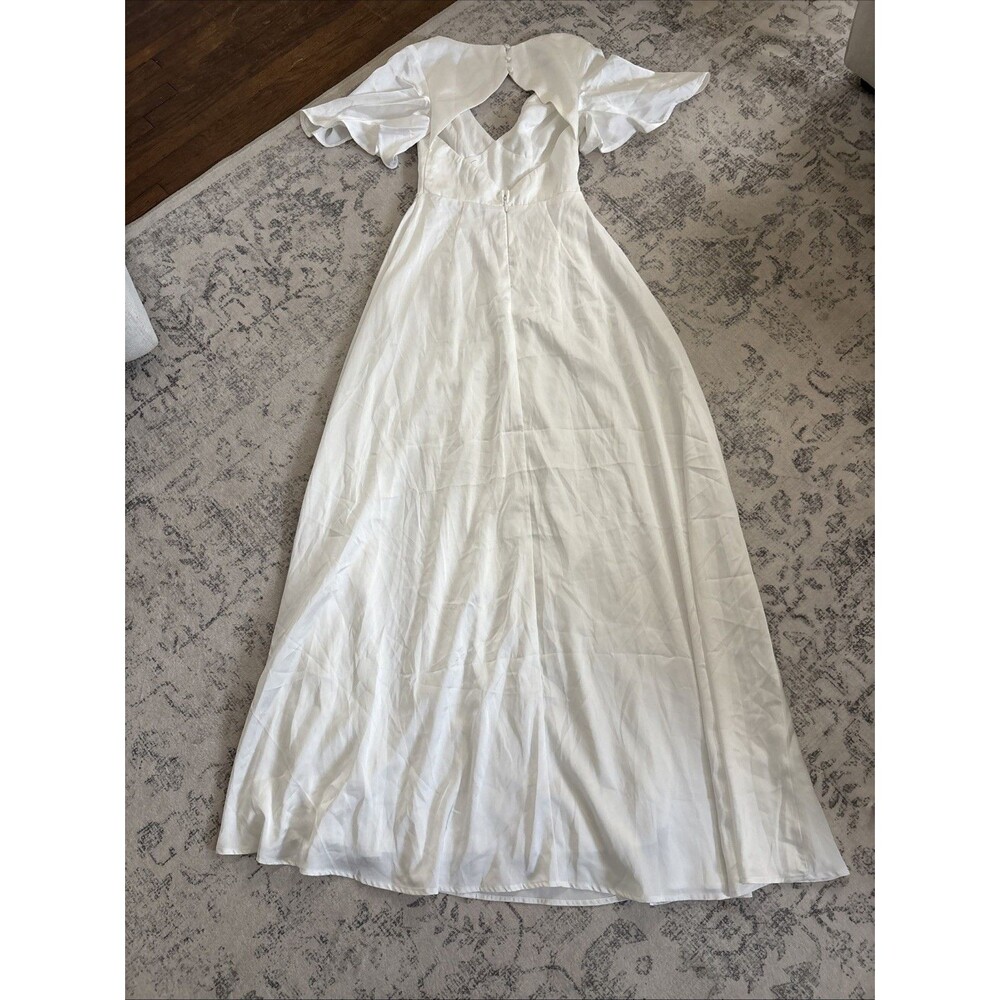 Lulus Elegant Confidence Whit Satin Flutter Sleev… - image 5